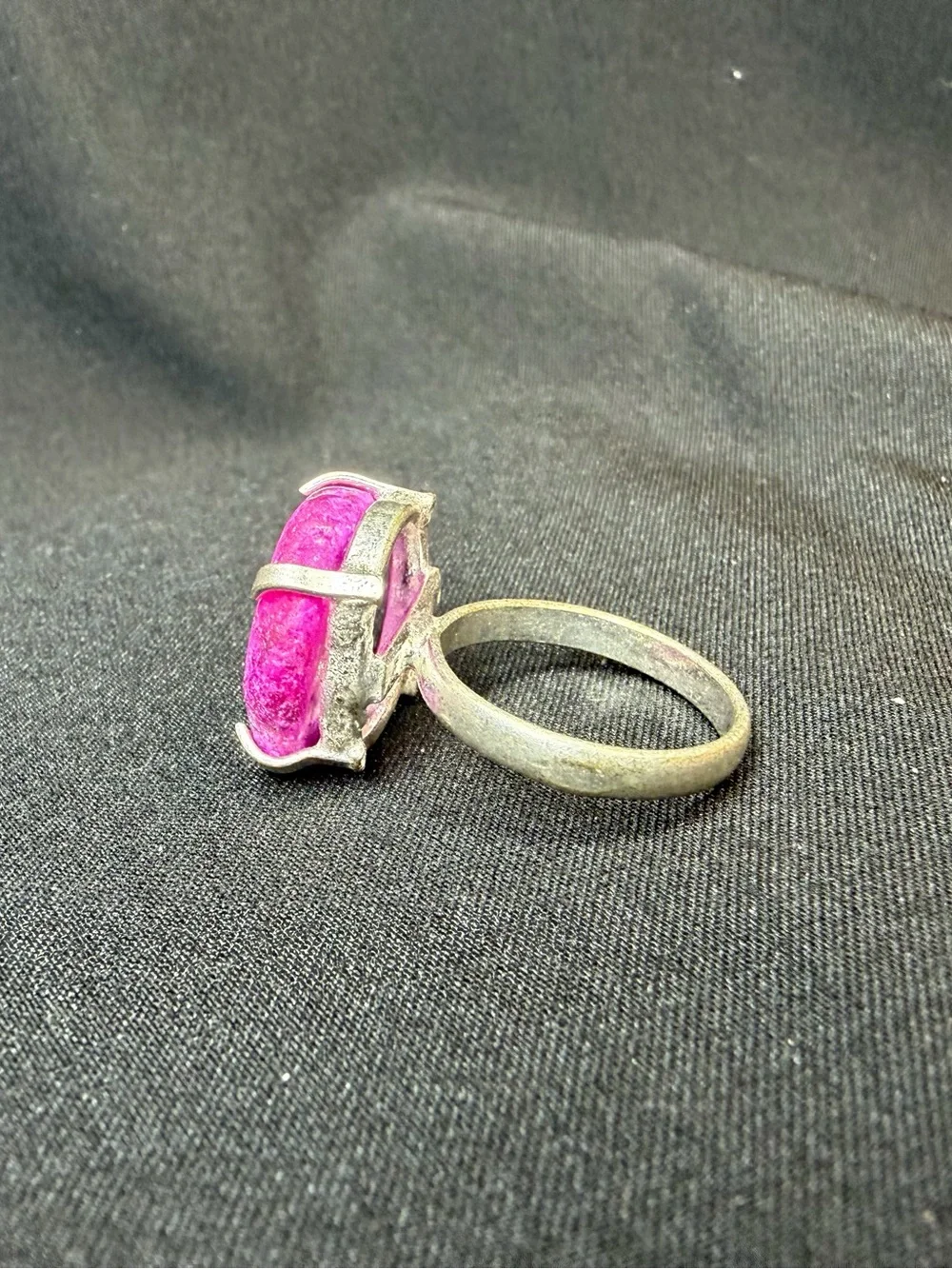 Sterling Silver Pink Druzy Agate Statement Cocktail Ring Boho Artisan Size 7